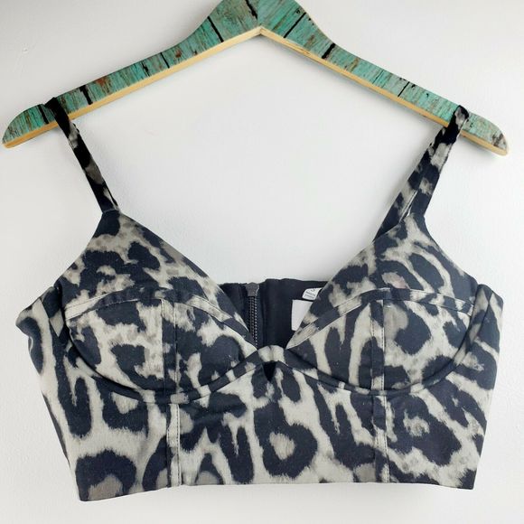 Kendall + Kylie Other - Kendall + Kylie Cropped Bra Snow Leopard Sz S NWOT
